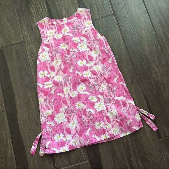 VTG Lilly Pulitzer Girls Butterfly Daisy Sleeveless Shift Dress Sz 6X Girls - Picture 1 of 5
